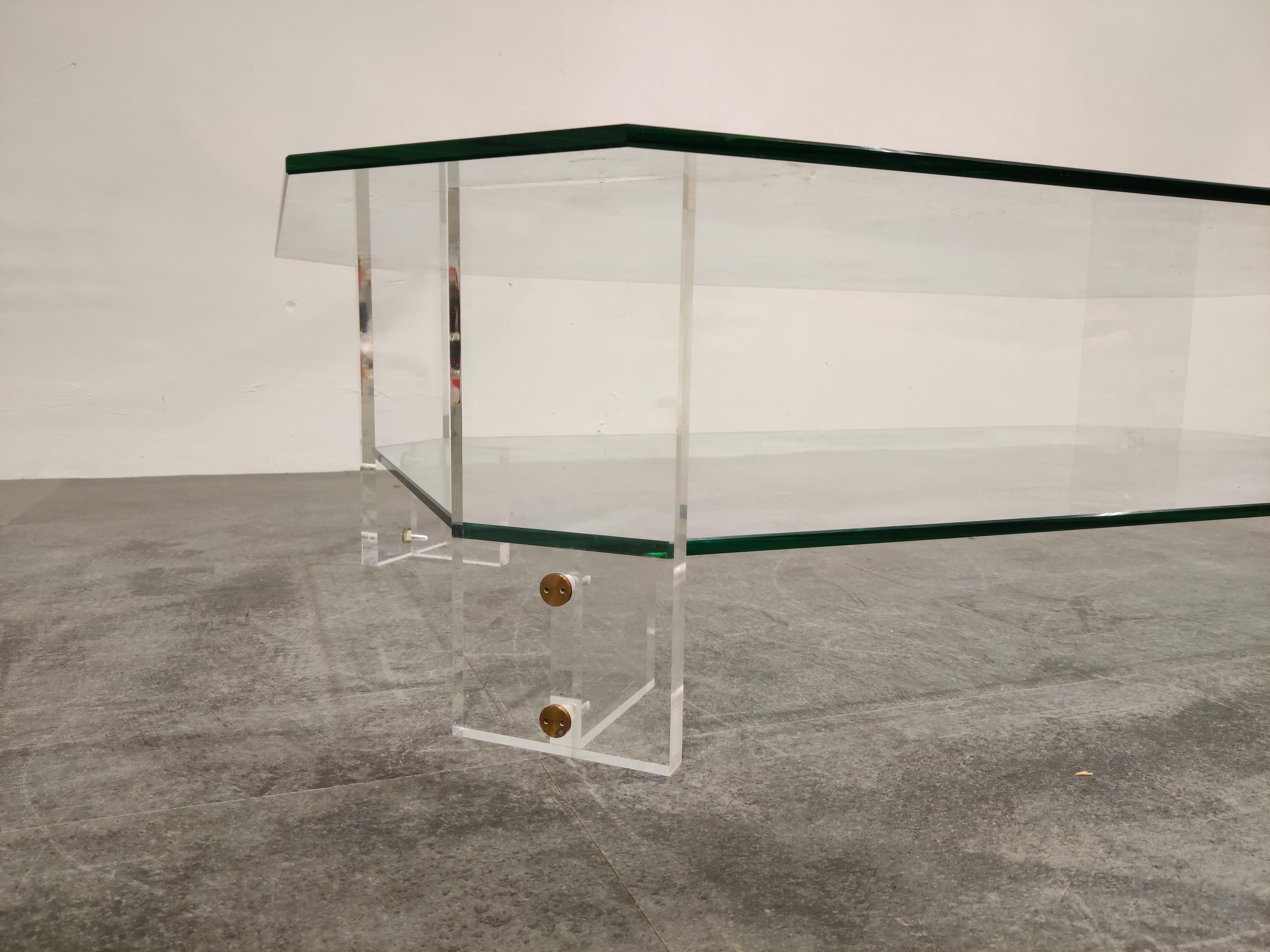 Late 20th Century Lucite and Glass Coffee Table, 1970s