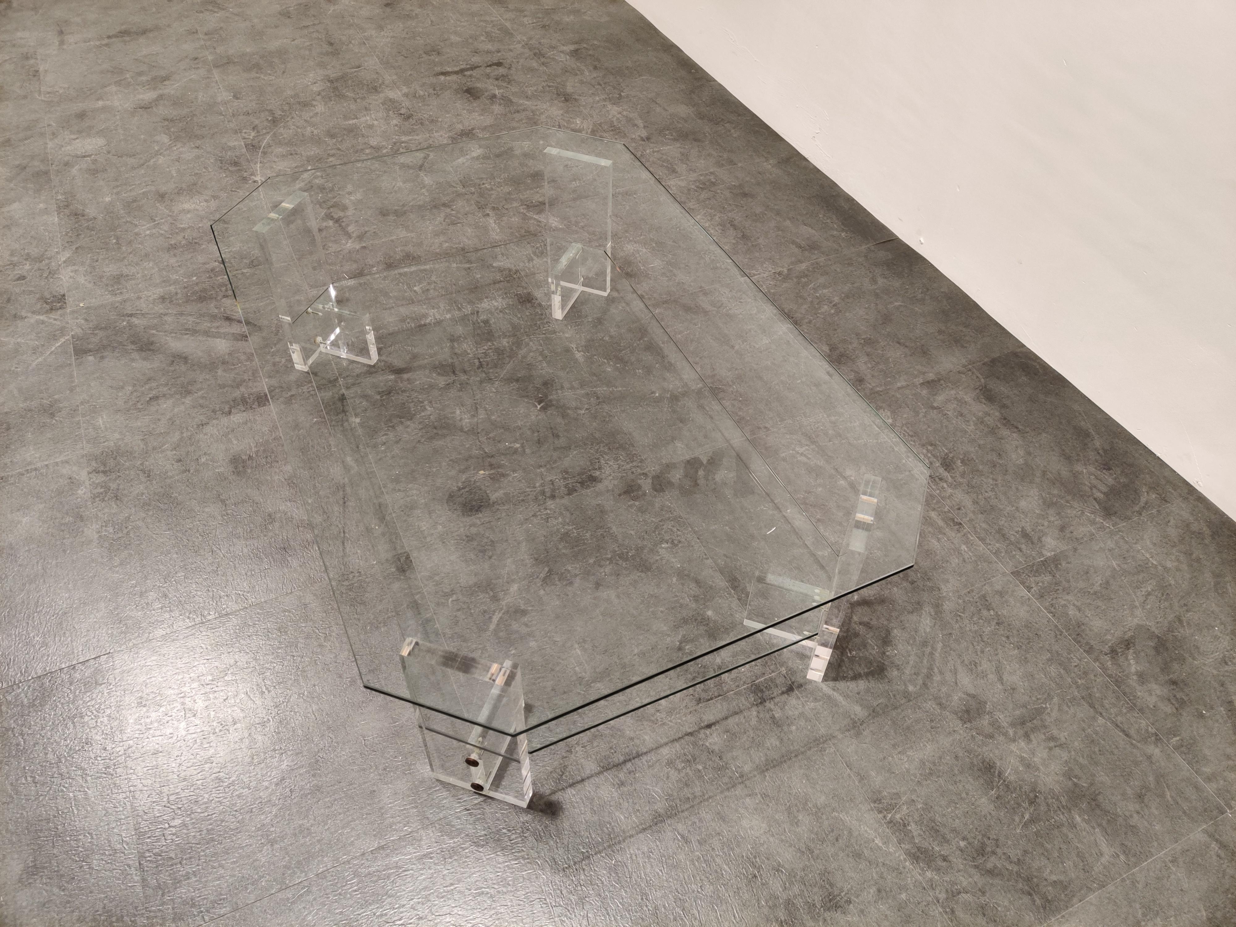 Lucite and Glass Coffee Table, 1970s 2