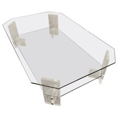 Lucite and Glass Coffee Table, 1970s