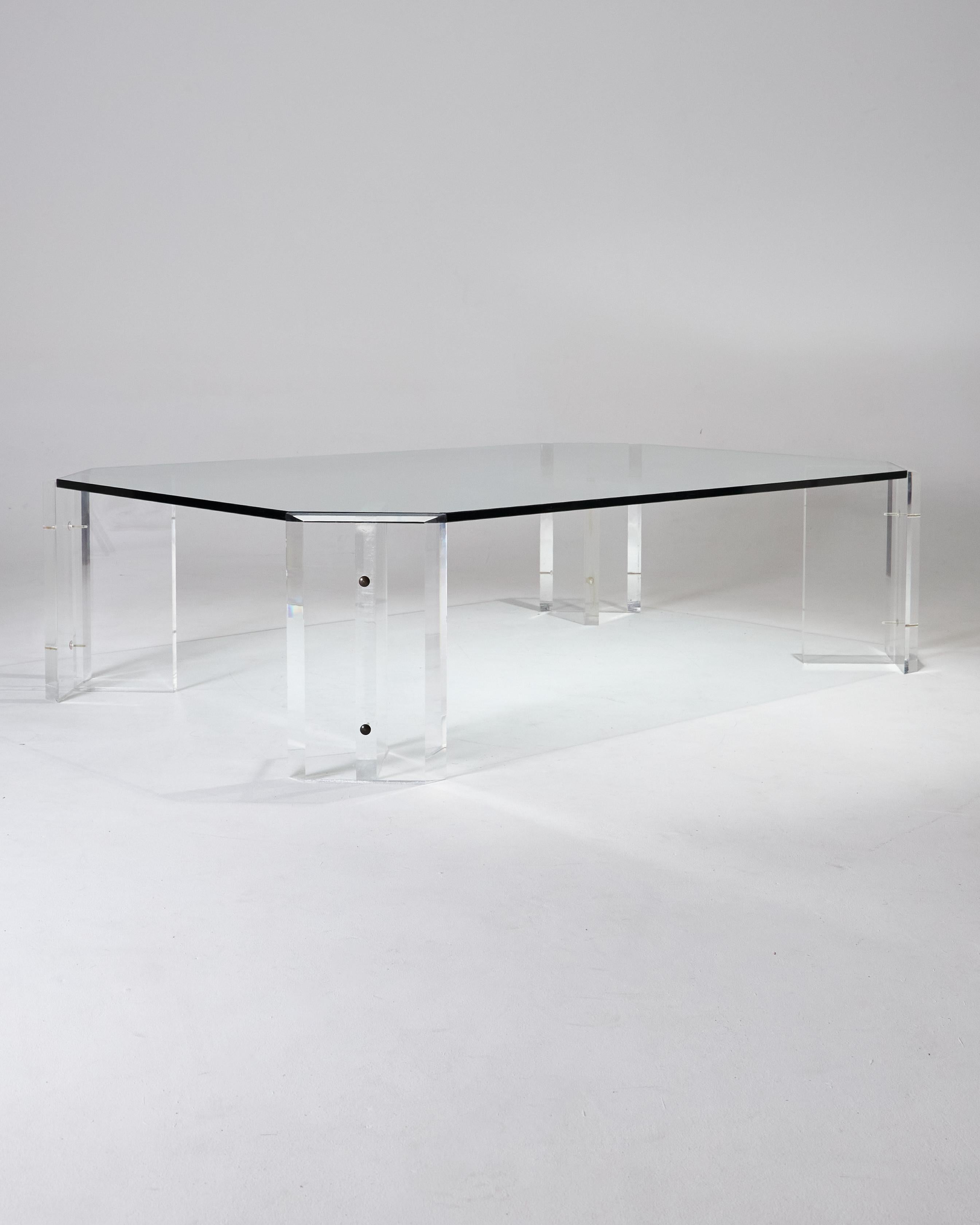 Late 20th Century LUCITE AND GLASS COFFEE TABLE BY KARL SPRINGER, 1970s For Sale