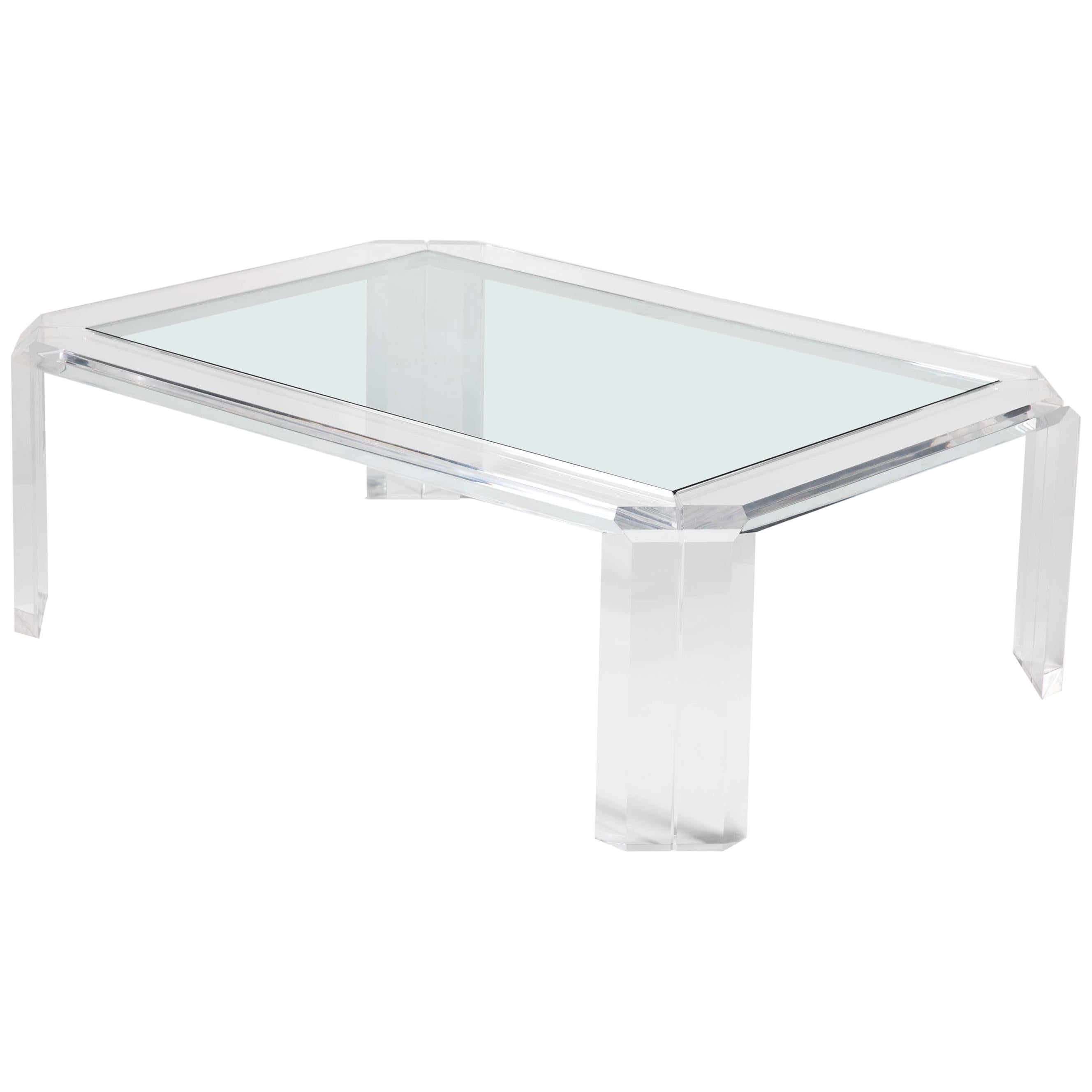 Lucite and Glass Coffee Table by Le Prismatiques