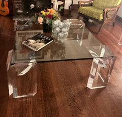 Lucite and Glass Coffee Table