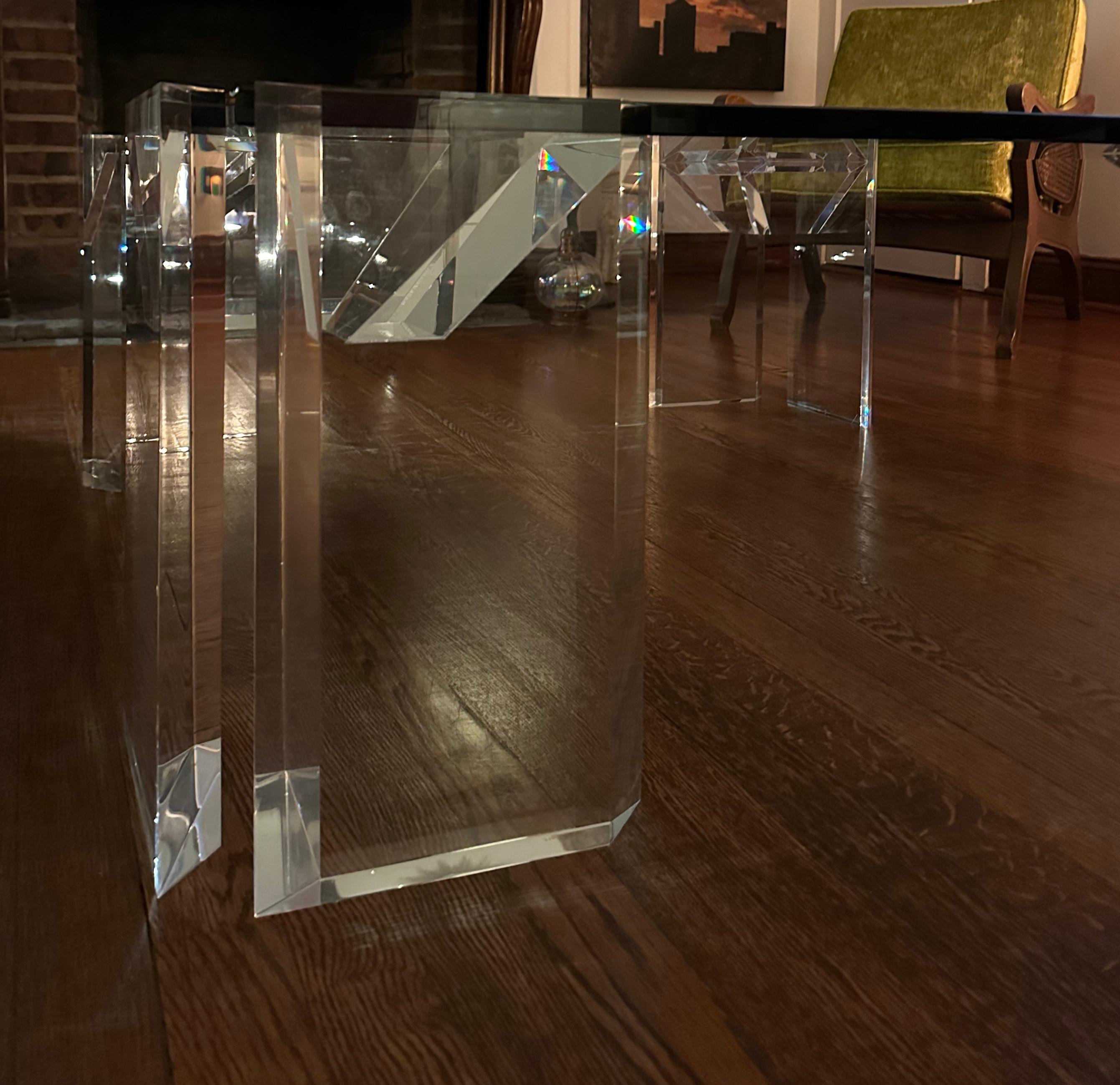 Late 20th Century Lucite and Glass Coffee Table For Sale