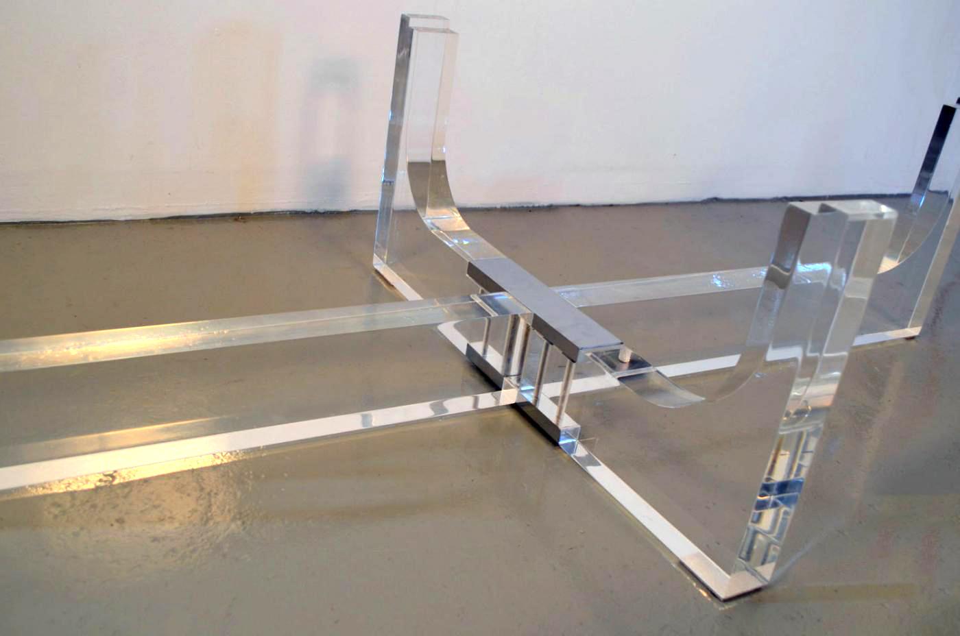 Mid-20th Century Lucite and Glass Coffee Table For Sale