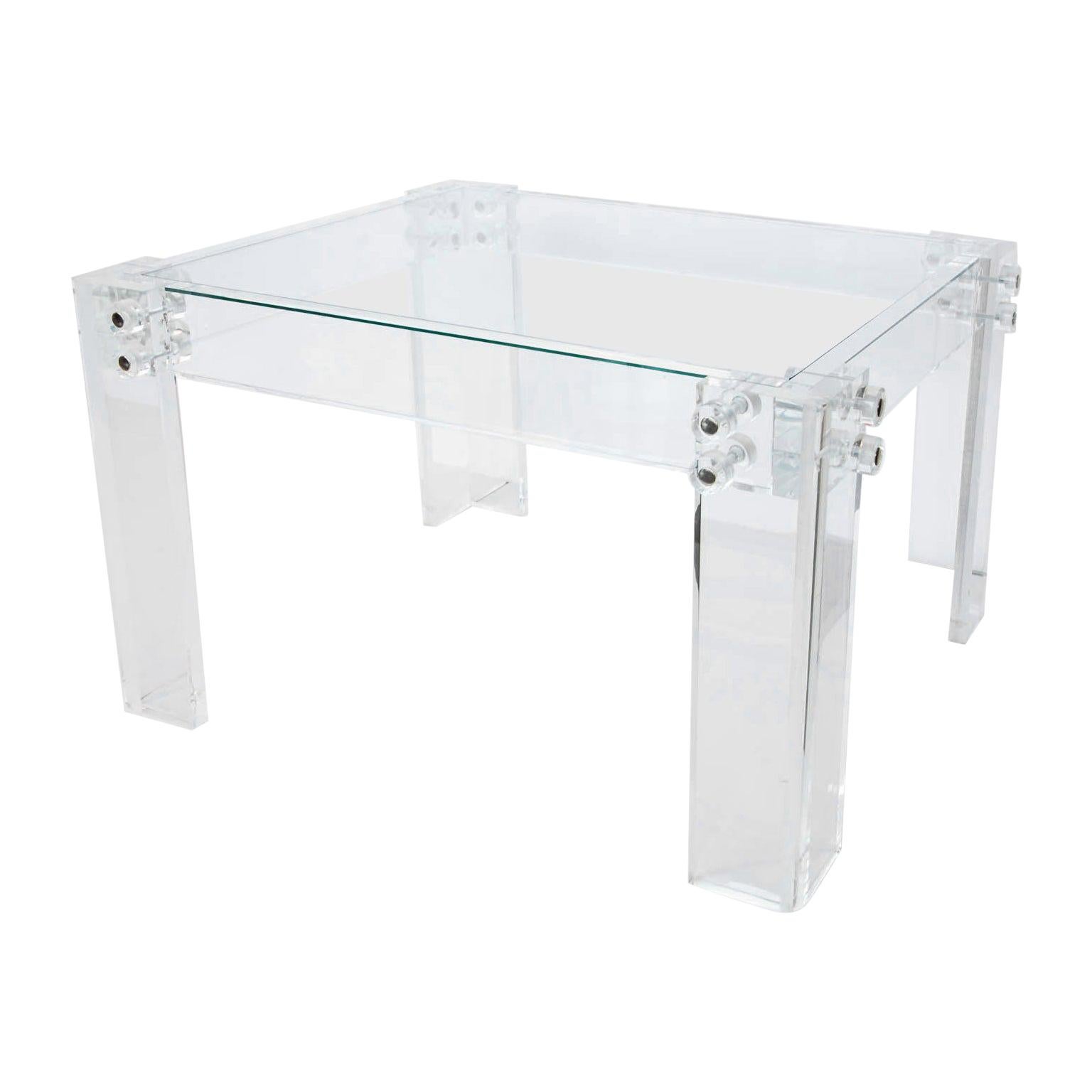 Lucite and Glass Coffee Table For Sale