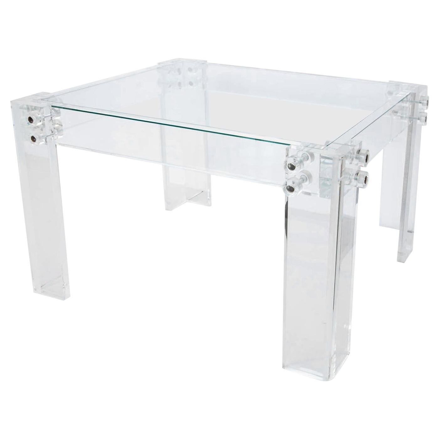 Lucite and Glass Coffee Table For Sale
