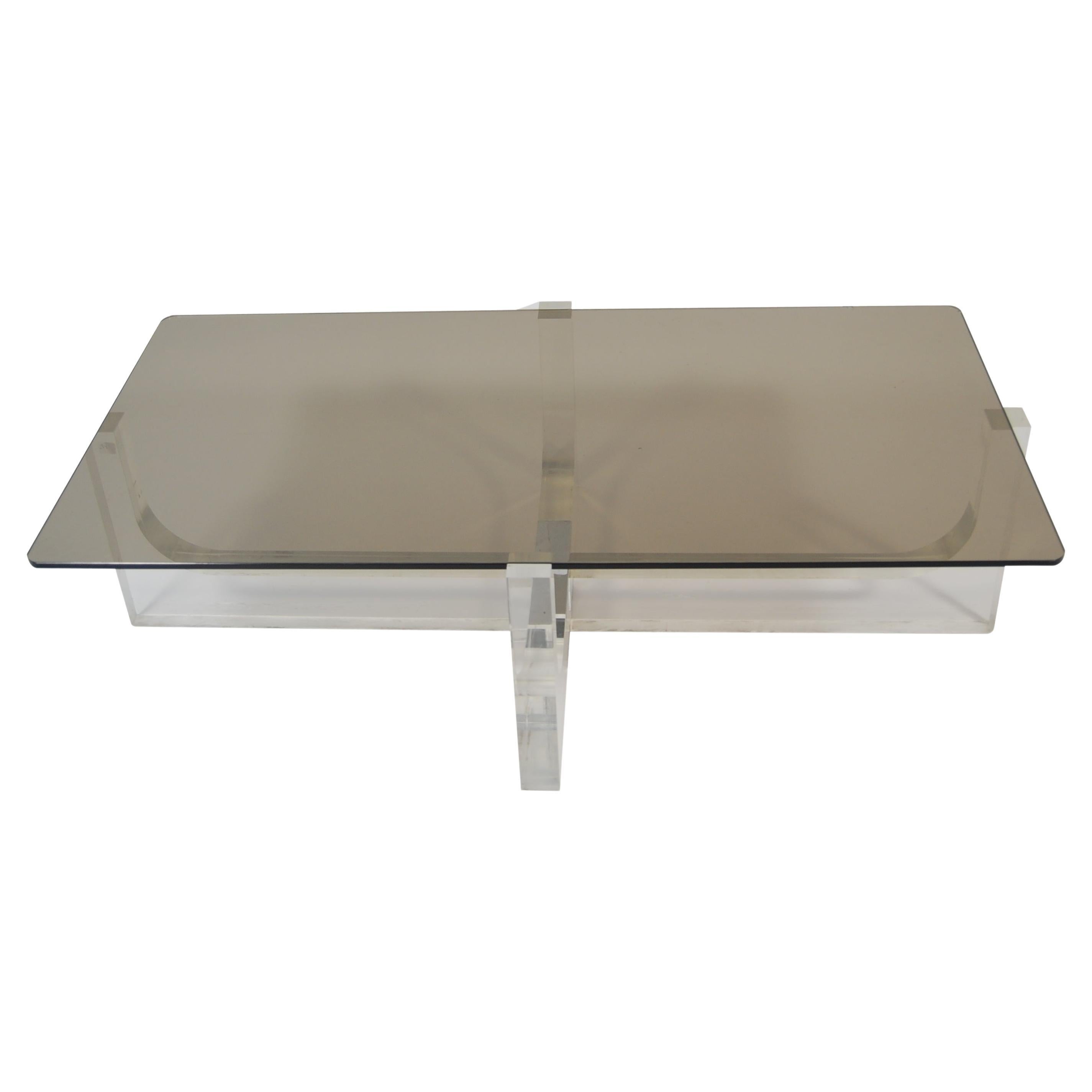 Lucite and Glass Coffee Table