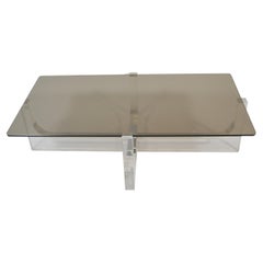 Retro Lucite and Glass Coffee Table