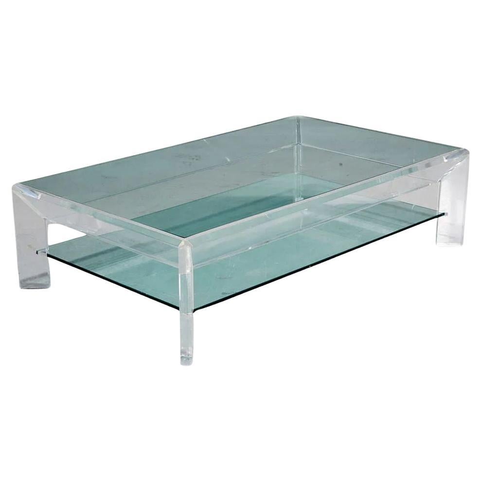 Tavolino in lucite e vetro alla maniera di Charles Hollis Jones