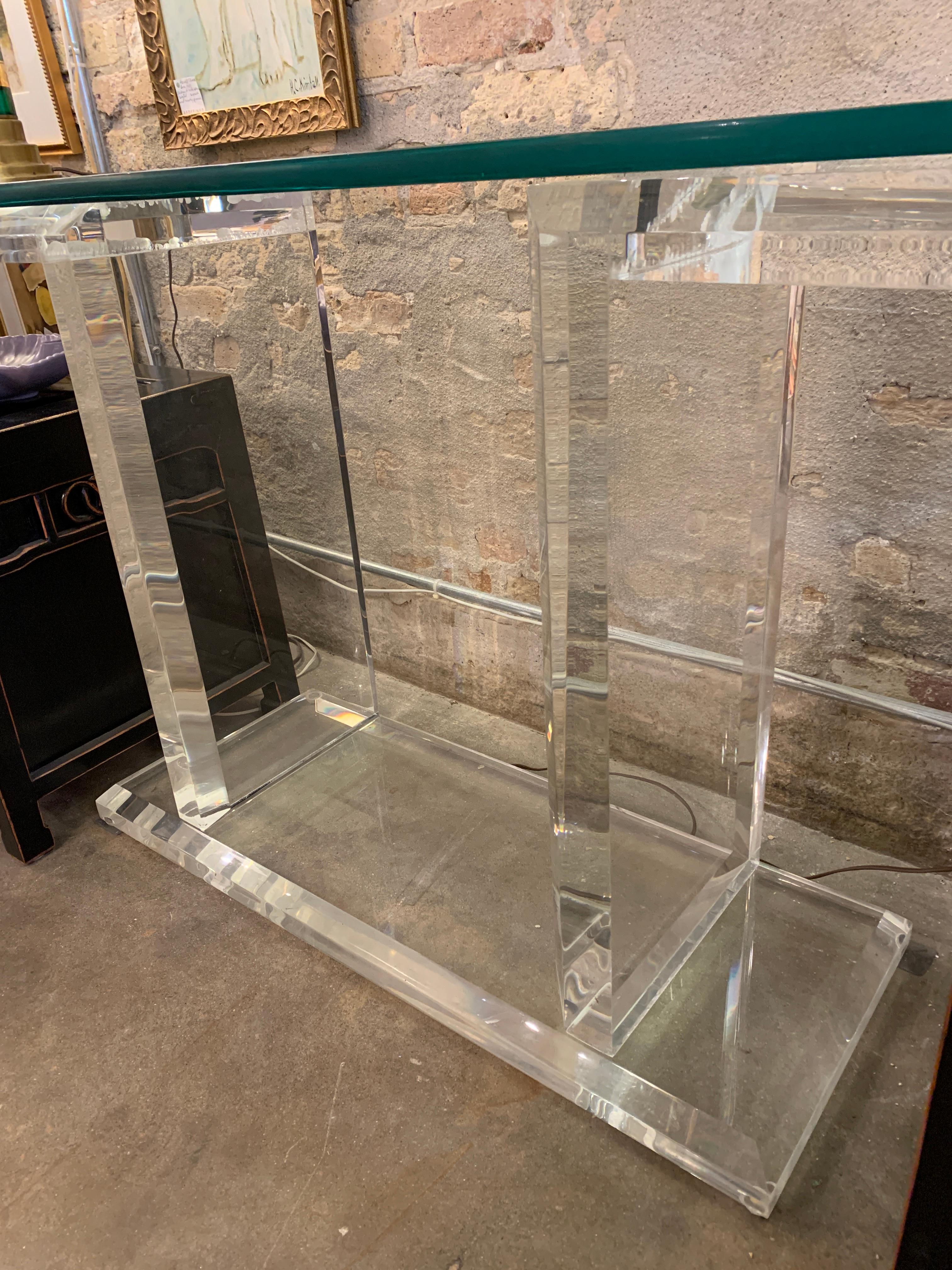 Lucite and Glass Console For Sale 5