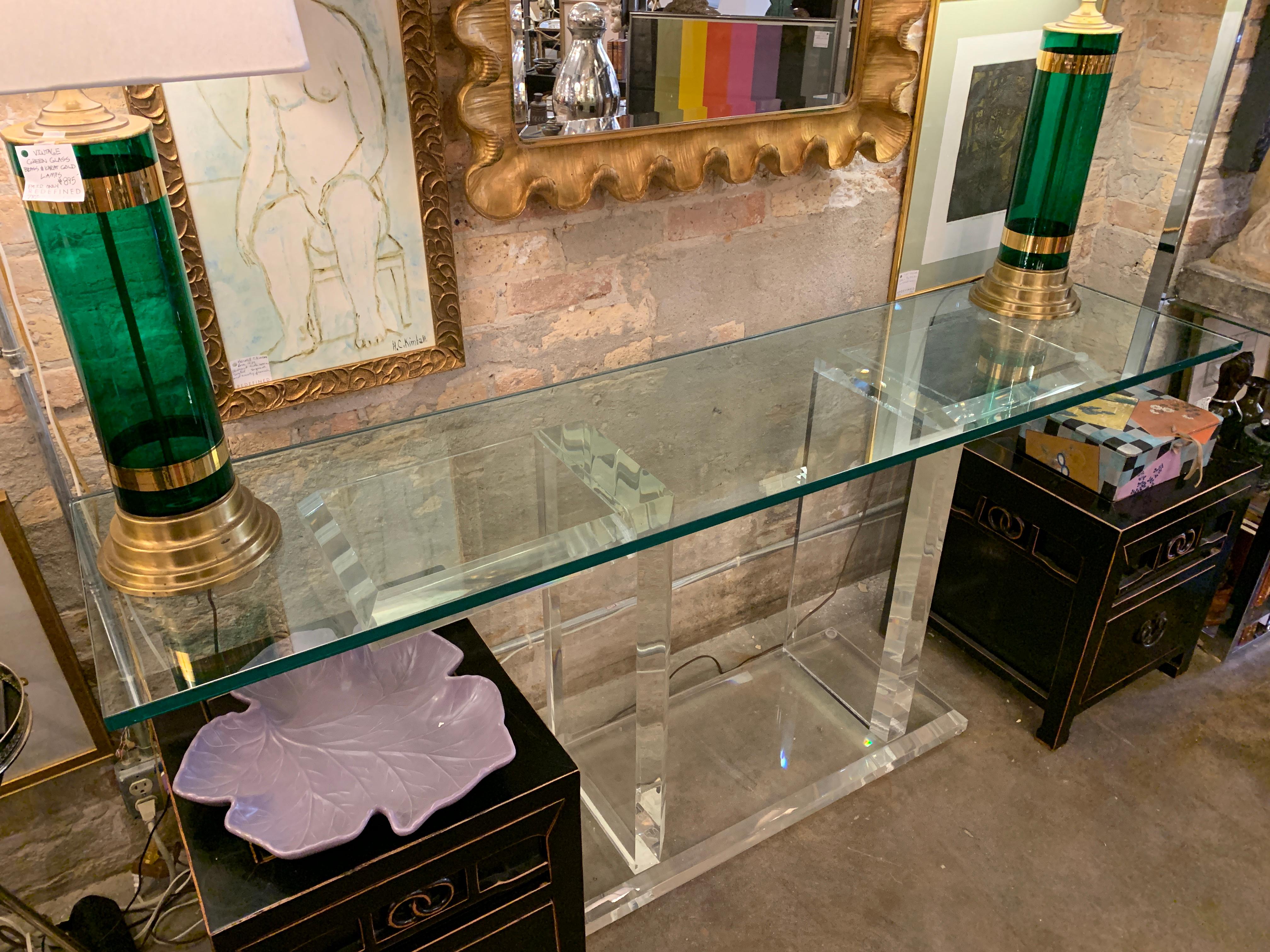 Lucite and Glass Console For Sale 6