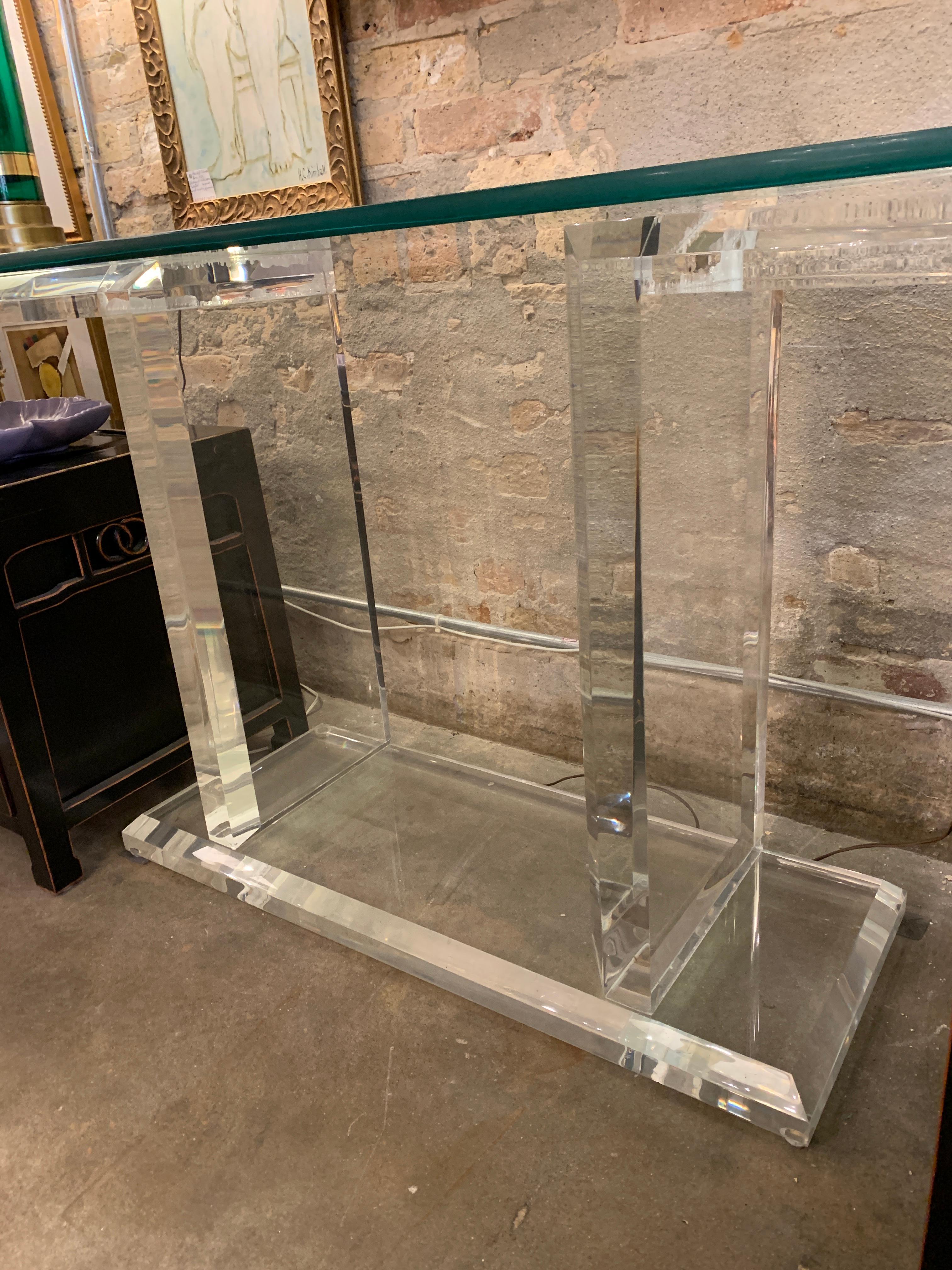 Lucite and Glass Console For Sale 1