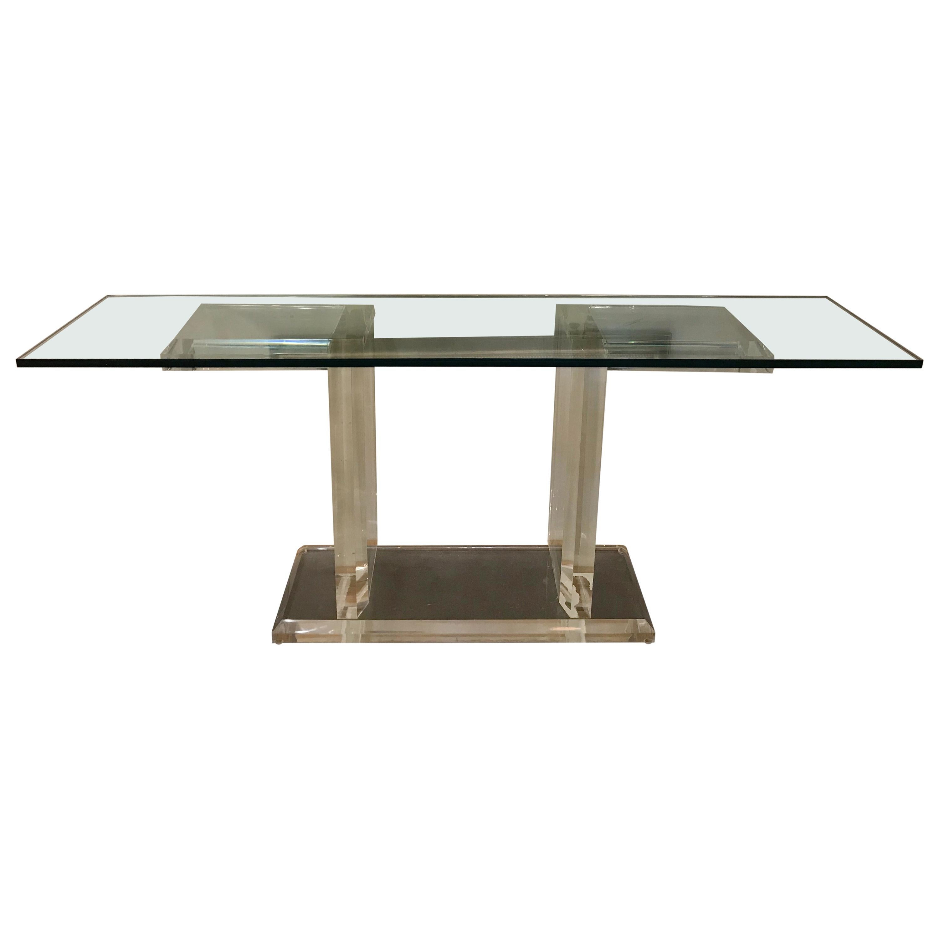 Lucite and Glass Console For Sale