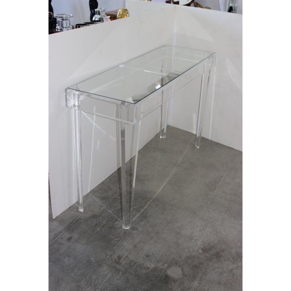 Lucite and Glass Console Table  For Sale 4