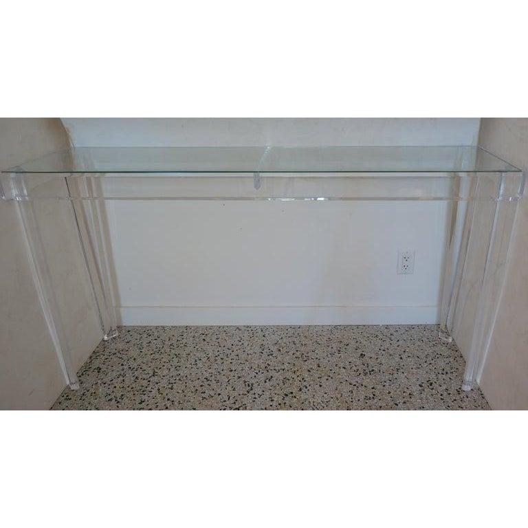Lucite and Glass Console Table  For Sale 2