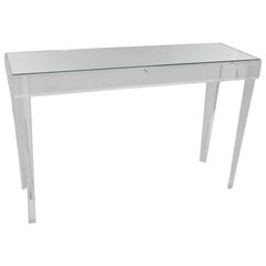 Used Lucite and Glass Console Table 