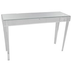 Table console en verre et Lucite 