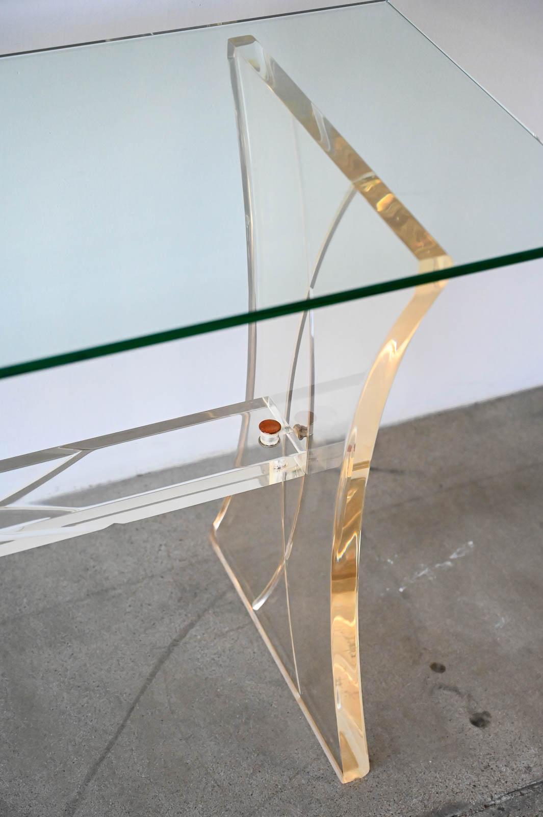Late 20th Century Lucite and Glass Console Table, ca. 1980 For Sale