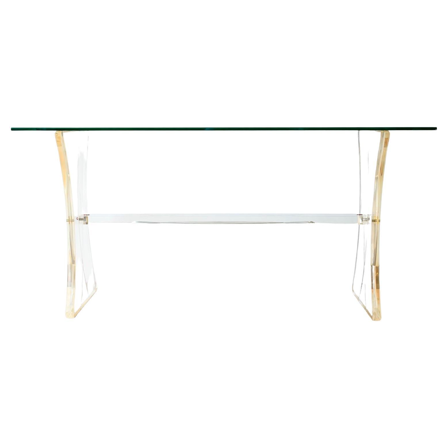 Lucite and Glass Console Table, ca. 1980 For Sale