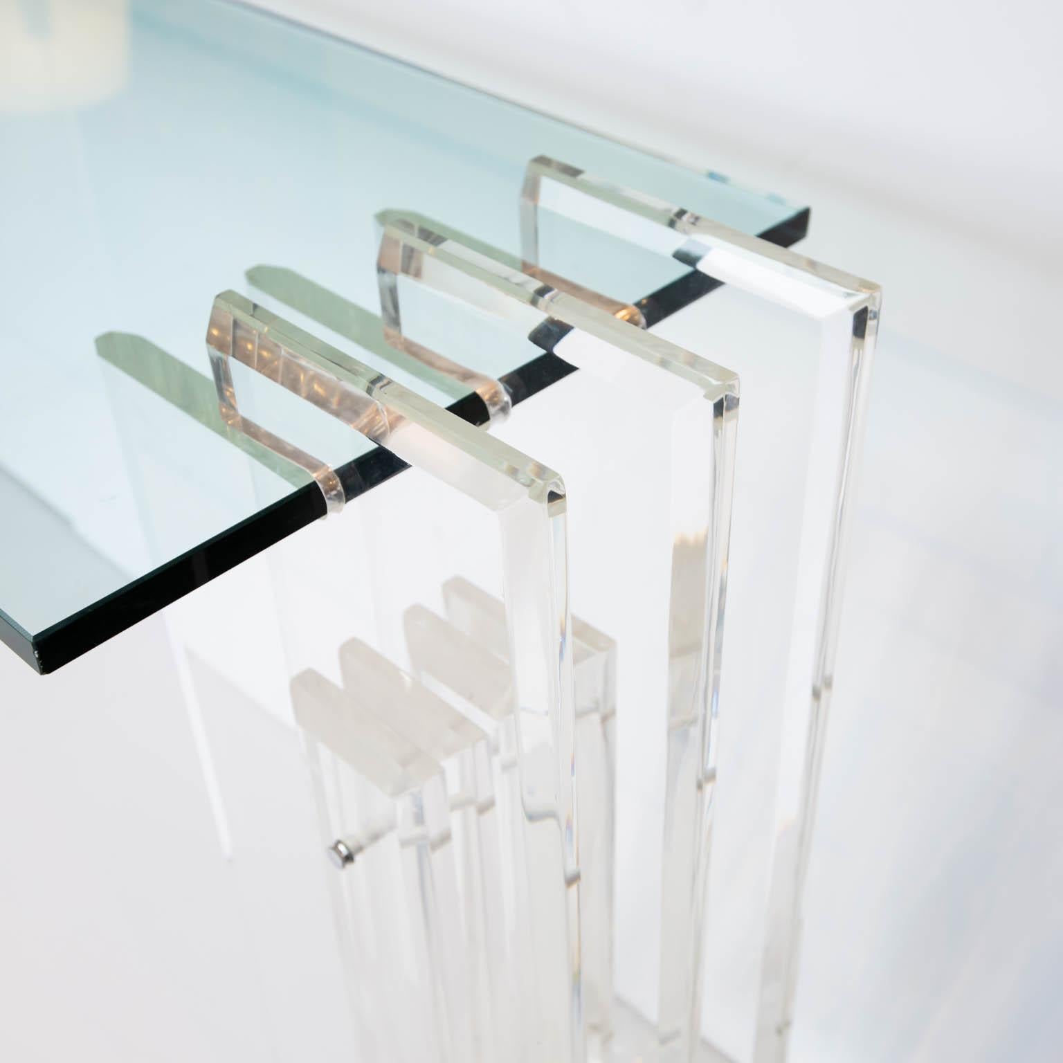 American Lucite and Glass Console Table