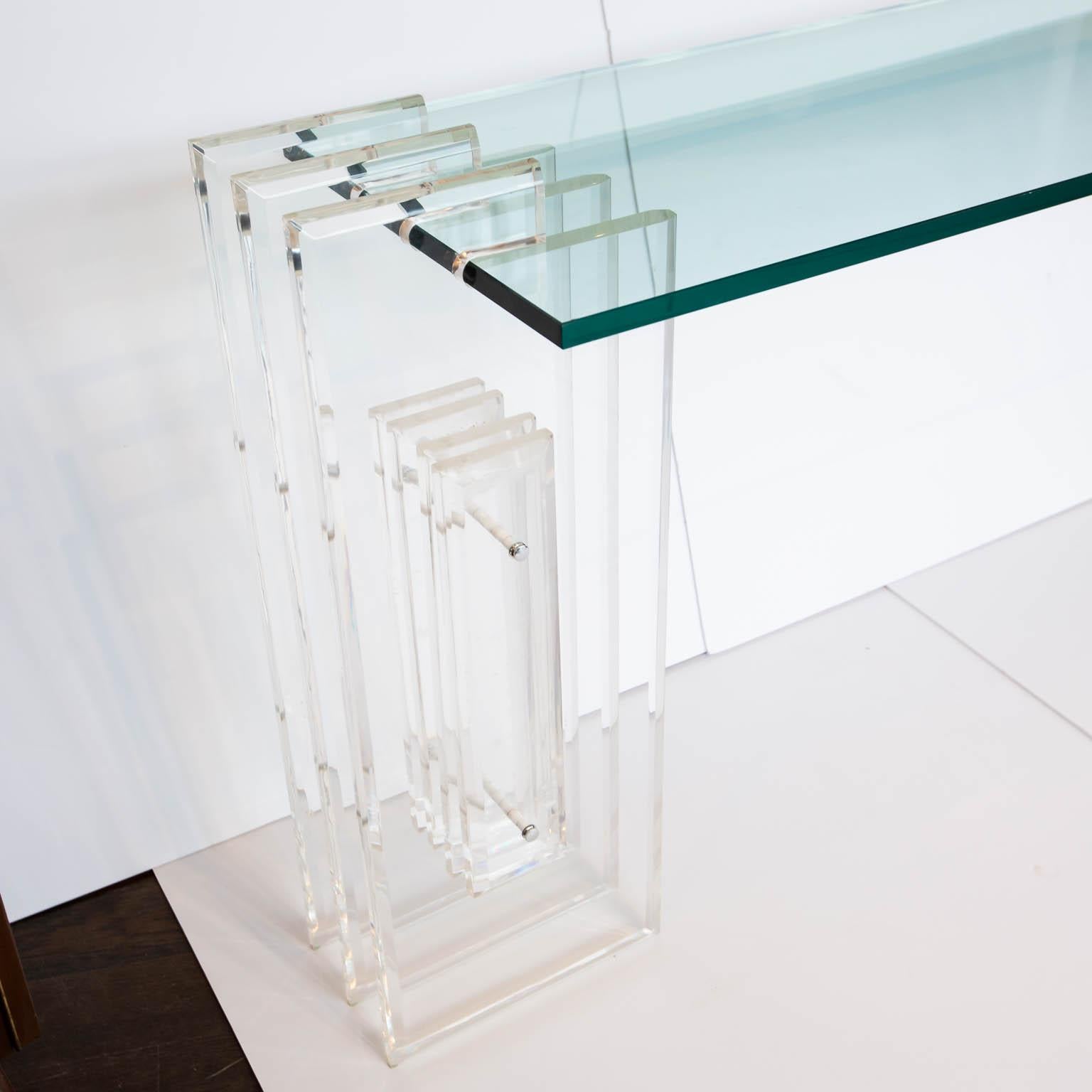 Lucite and Glass Console Table 1