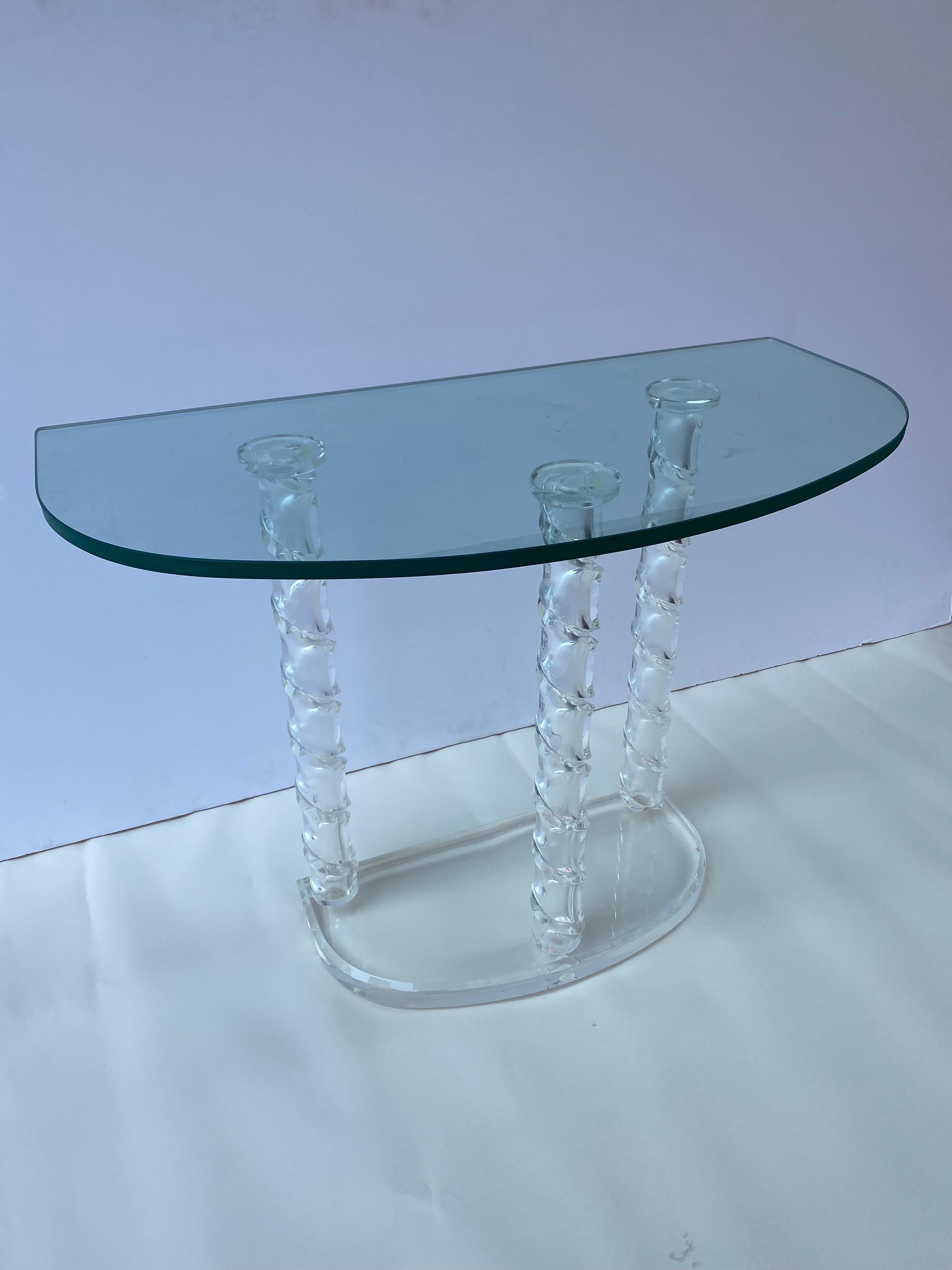 Lucite and Glass Console Table 3