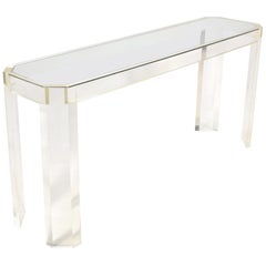 Vintage Lucite and Glass Console Table