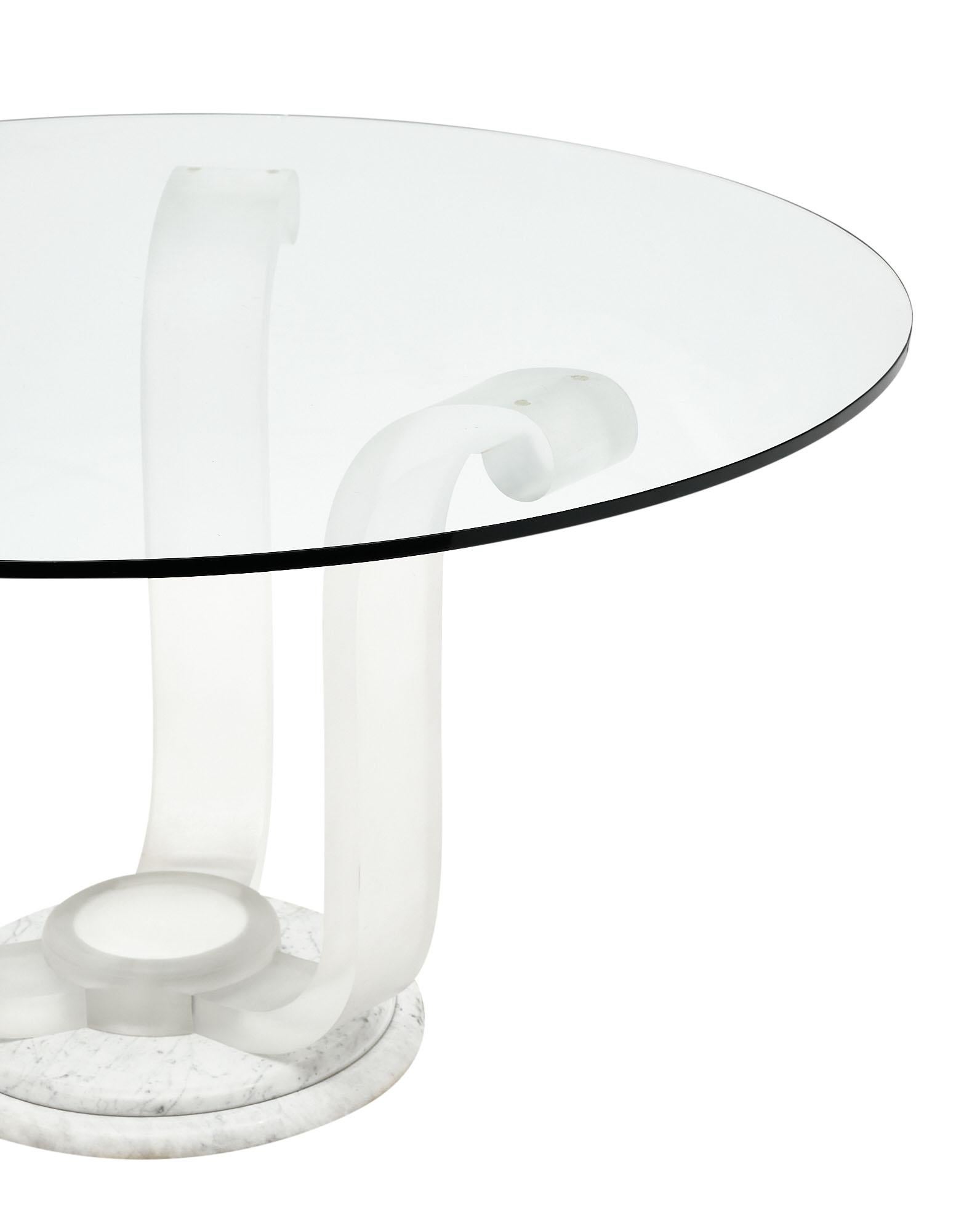 French Lucite and Glass Dining Table