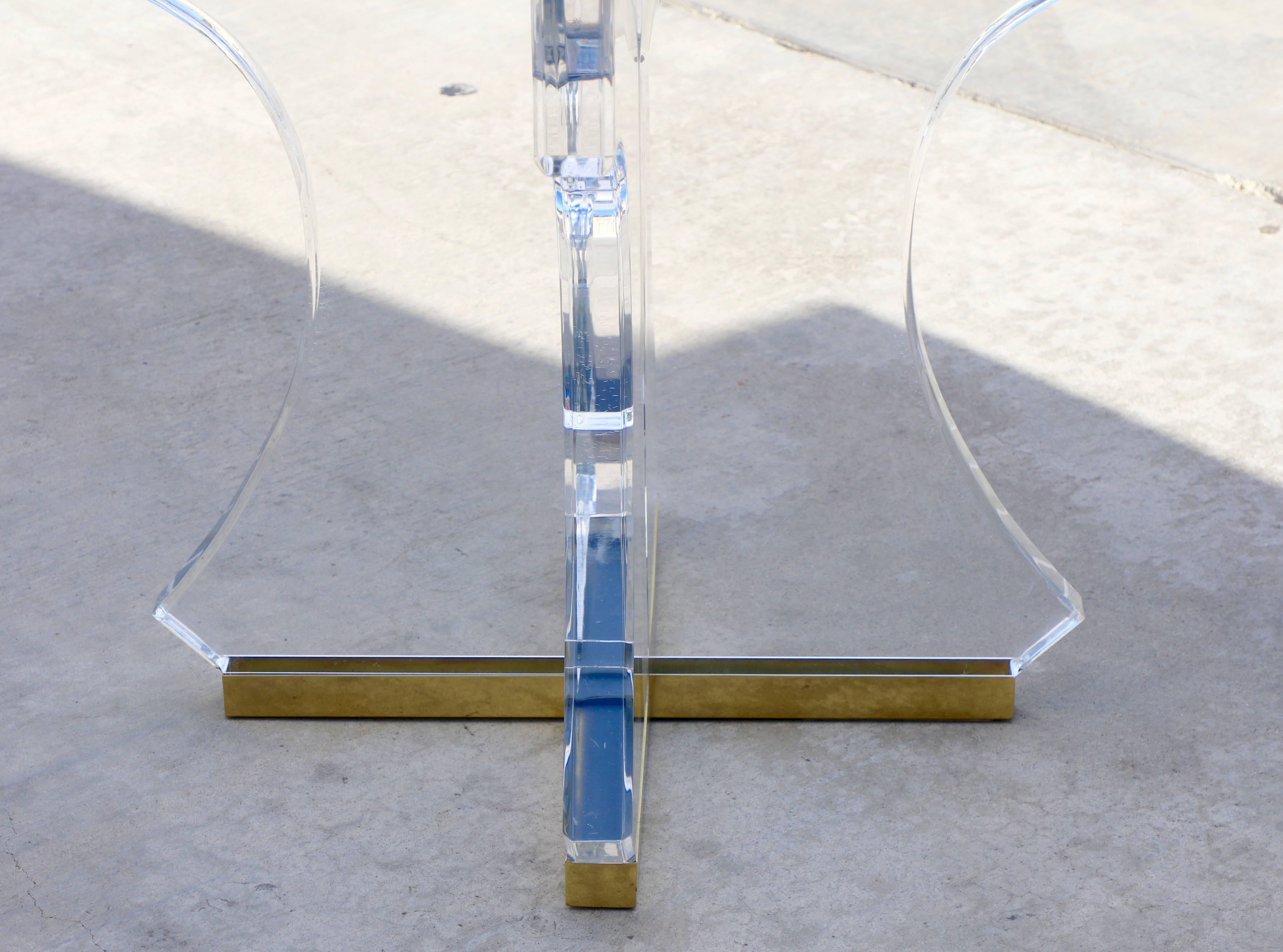 Brass Lucite Glass Dining Table