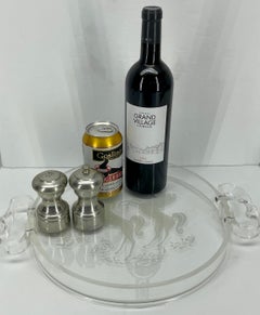 Plateau de bar en verre et lucite style équestre