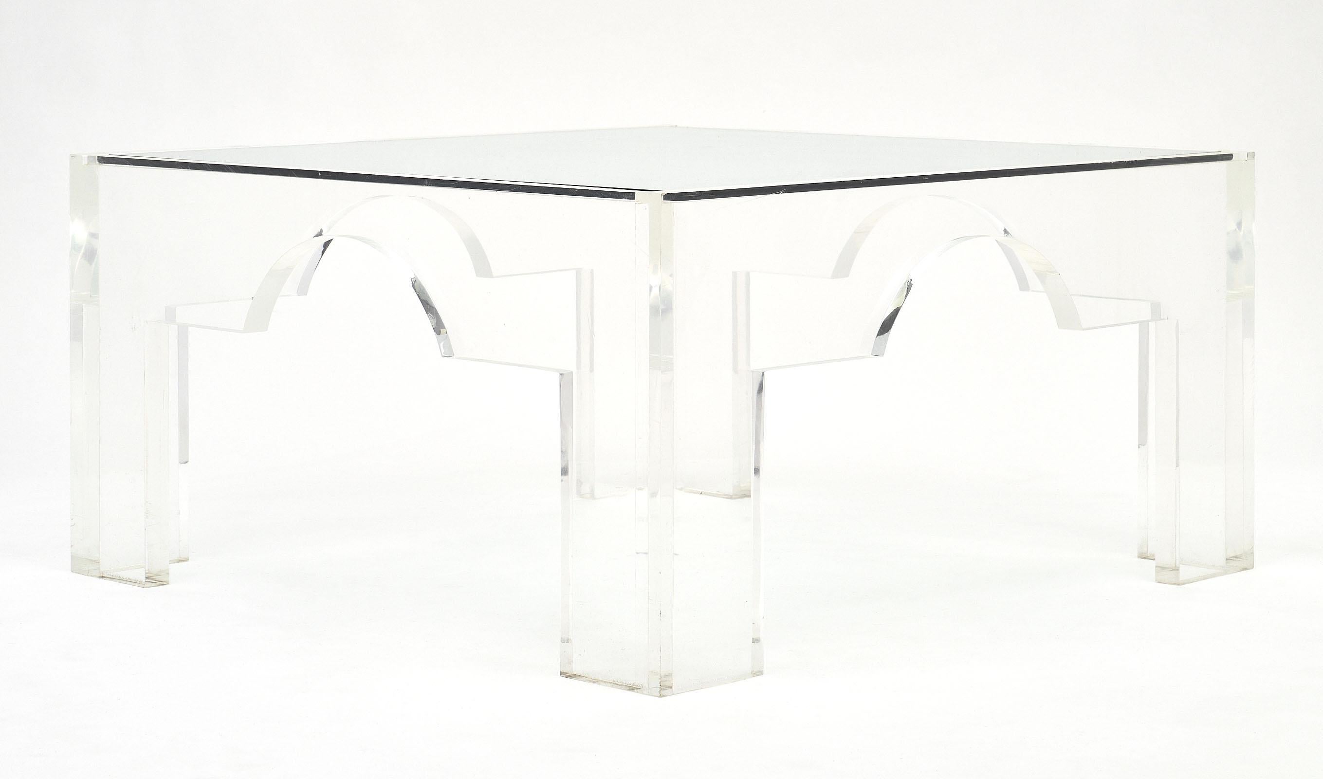 Modern Lucite and Glass French Coffee Tables