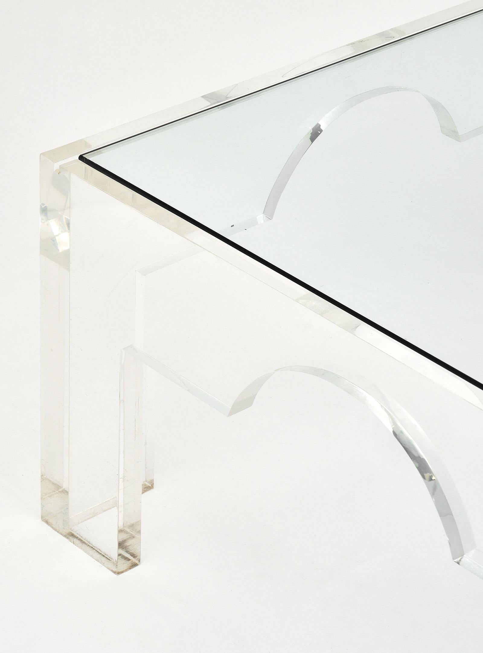 Late 20th Century Lucite and Glass French Coffee Tables