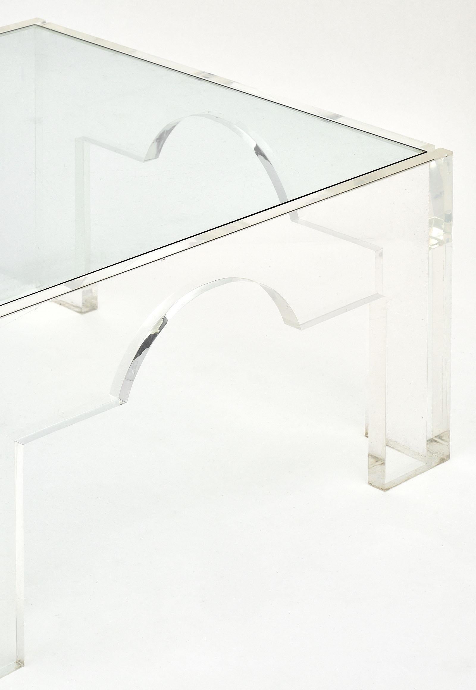 Lucite and Glass French Coffee Tables 1