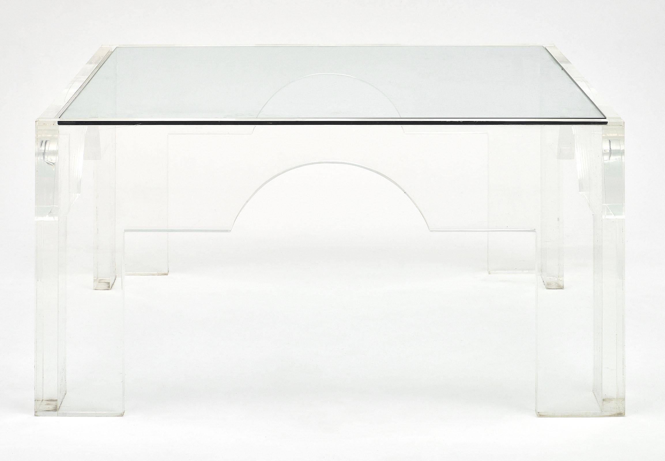 Lucite and Glass French Coffee Tables 2