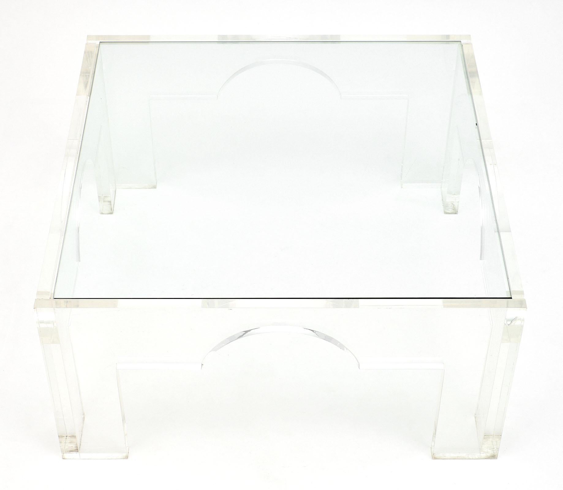 Lucite and Glass French Coffee Tables 3