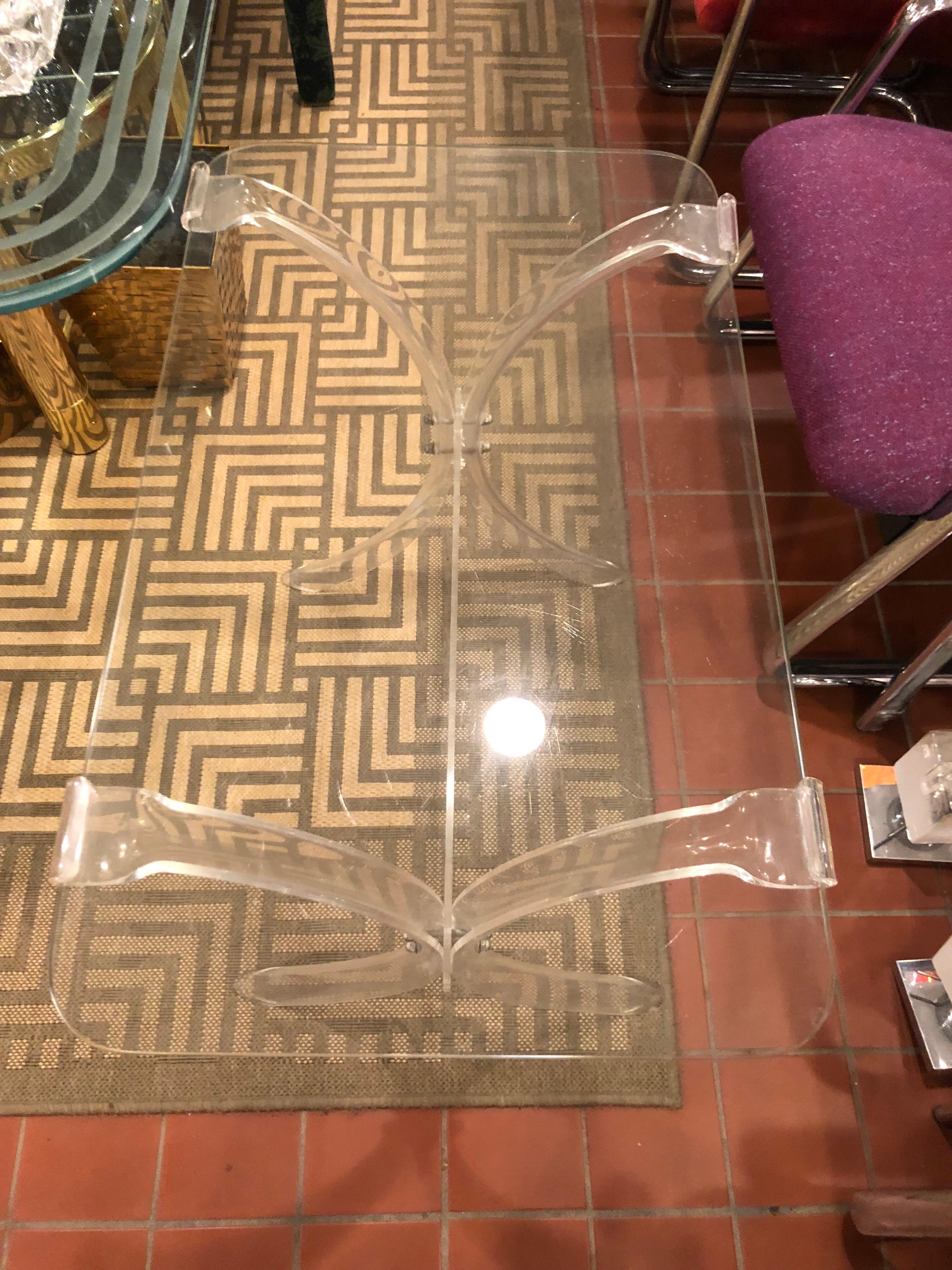 Lucite and Glass Side Table In Good Condition In Redding, CT