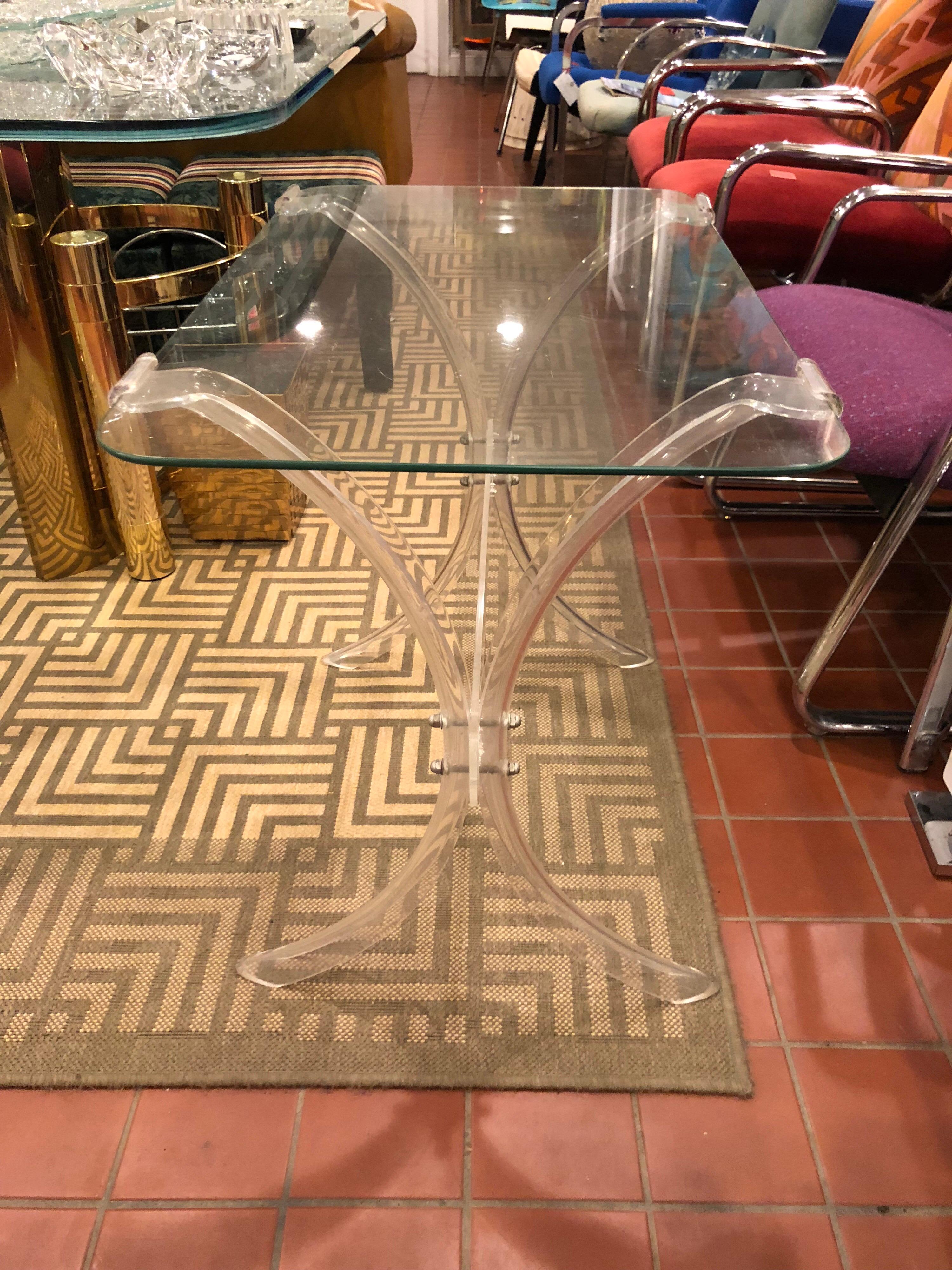 Mid-20th Century Lucite and Glass Side Table