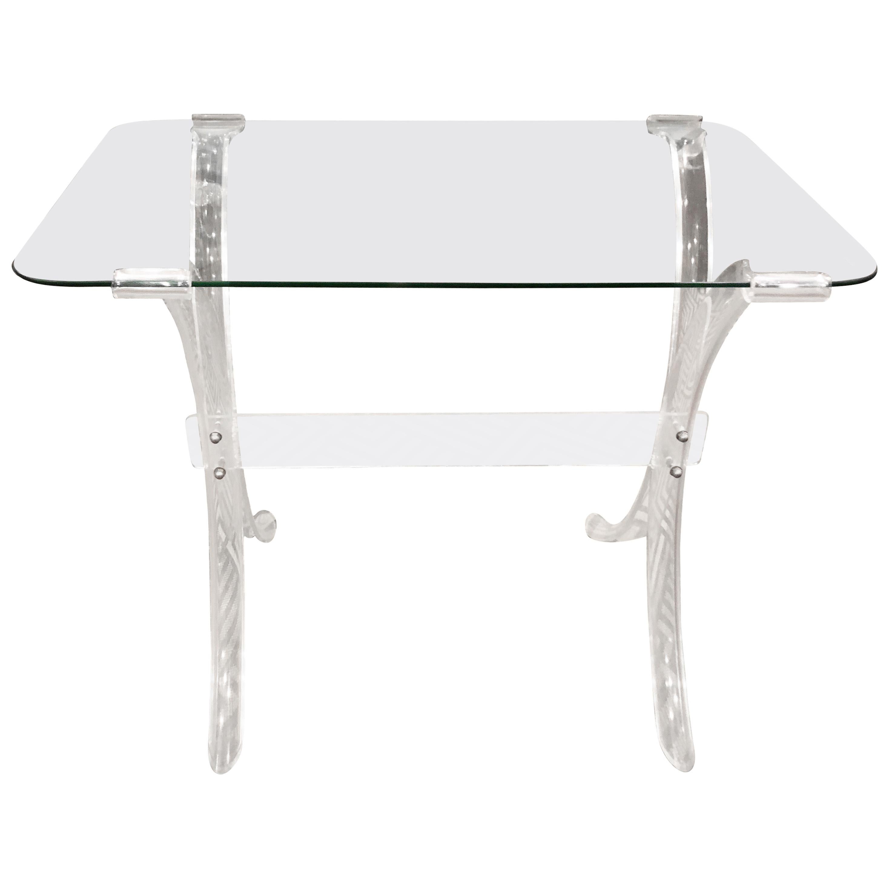 Lucite and Glass Side Table