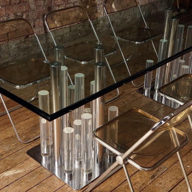 Large Vintage Lucite and Glass 'Skyscraper' Dining Table by Charles Hollis Jones 9