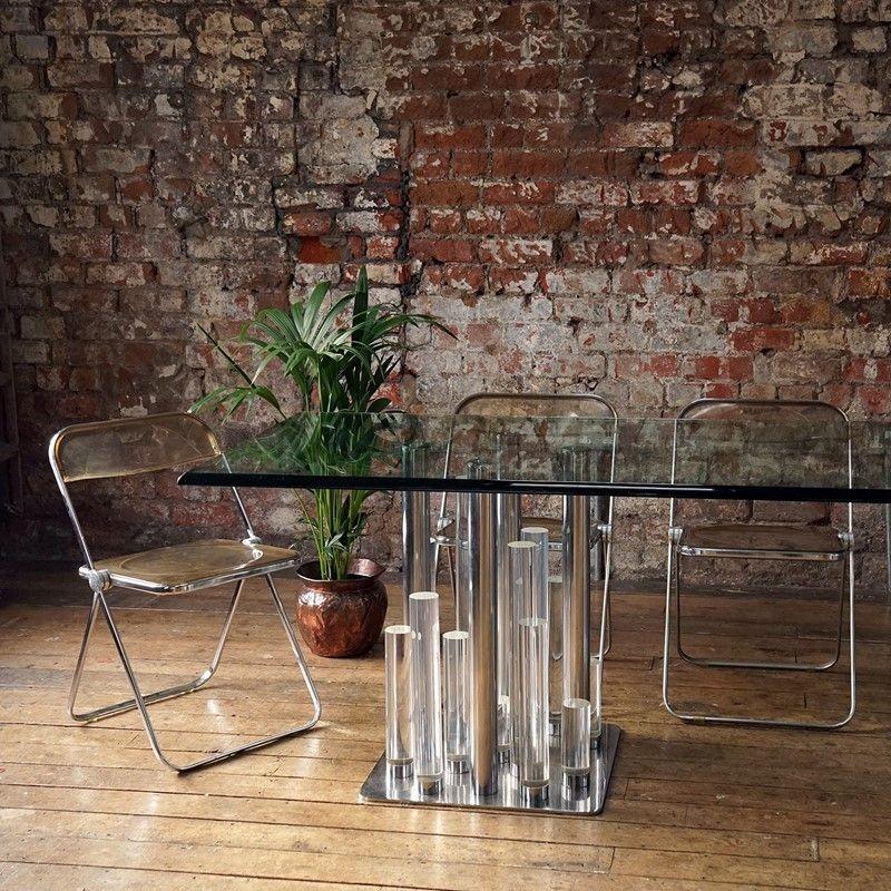 Large Vintage Lucite and Glass 'Skyscraper' Dining Table by Charles Hollis Jones 11