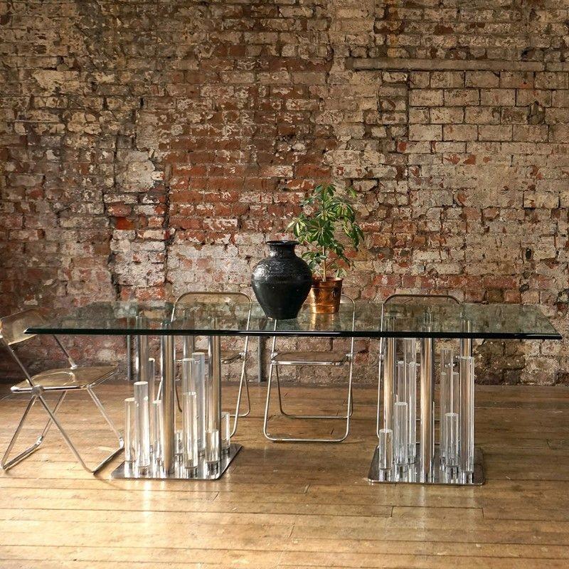 Large Vintage Lucite and Glass 'Skyscraper' Dining Table by Charles Hollis Jones 12
