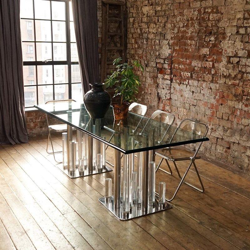 Large Vintage Lucite and Glass 'Skyscraper' Dining Table by Charles Hollis Jones 13