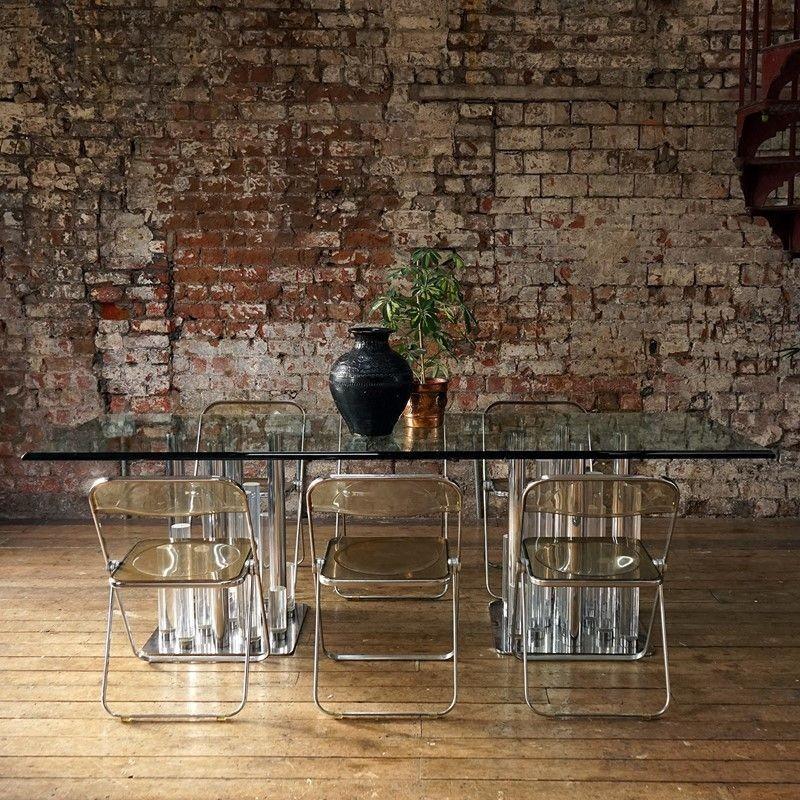 Large Vintage Lucite and Glass 'Skyscraper' Dining Table by Charles Hollis Jones 14