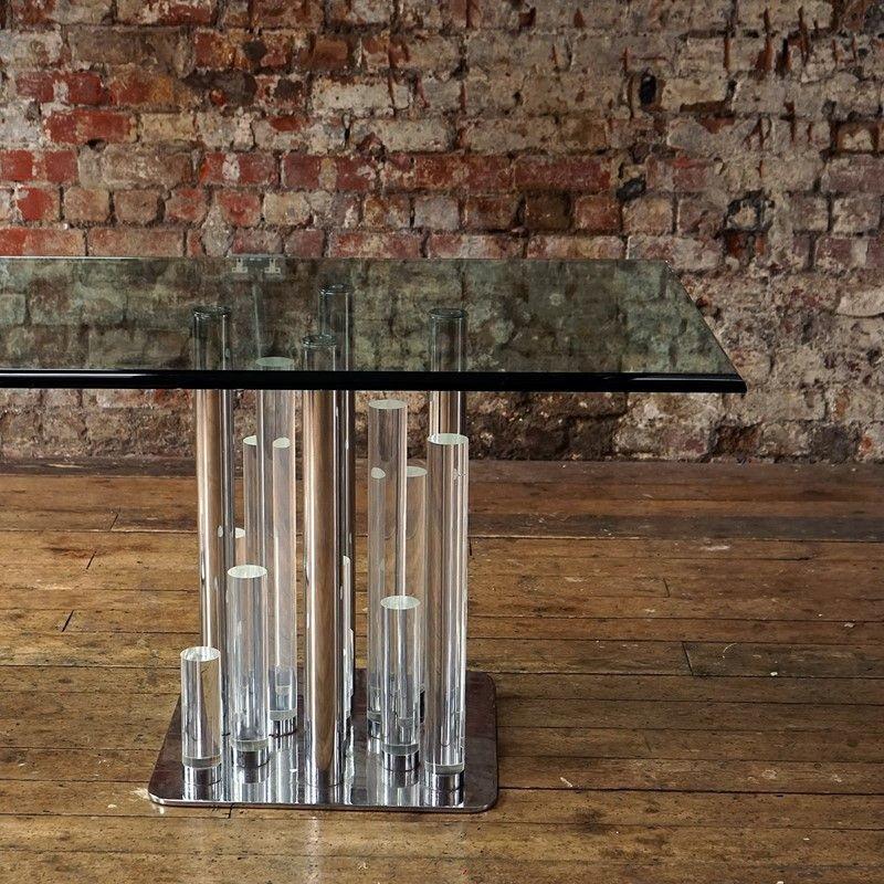 Late 20th Century Large Vintage Lucite and Glass 'Skyscraper' Dining Table by Charles Hollis Jones