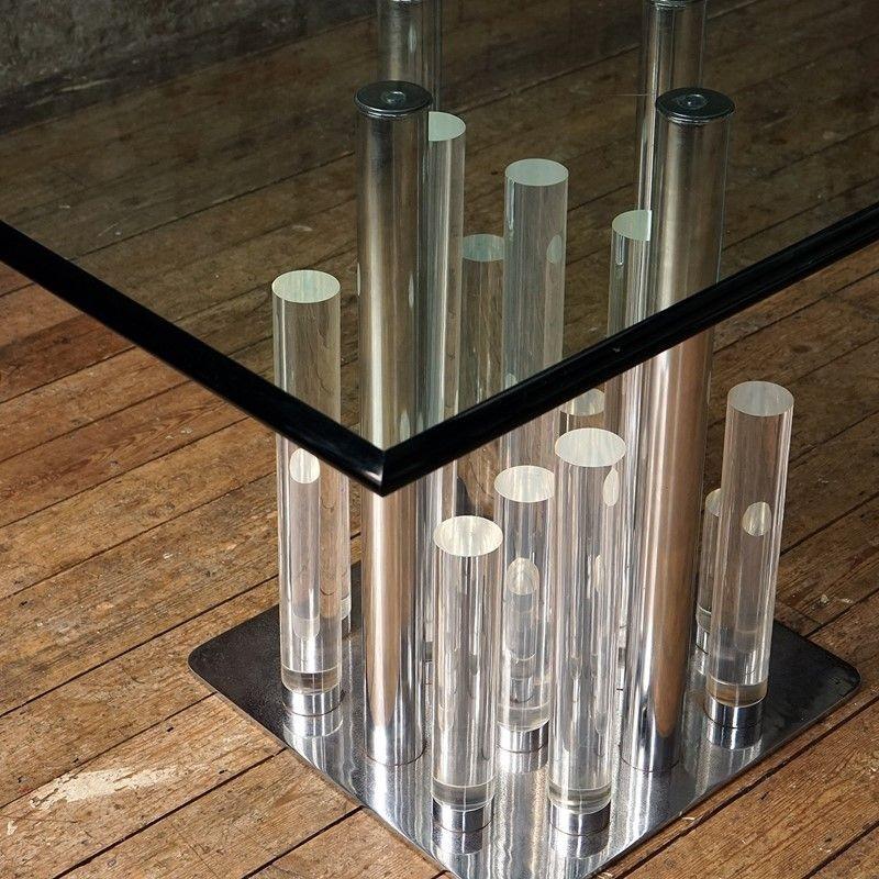 Large Vintage Lucite and Glass 'Skyscraper' Dining Table by Charles Hollis Jones 2