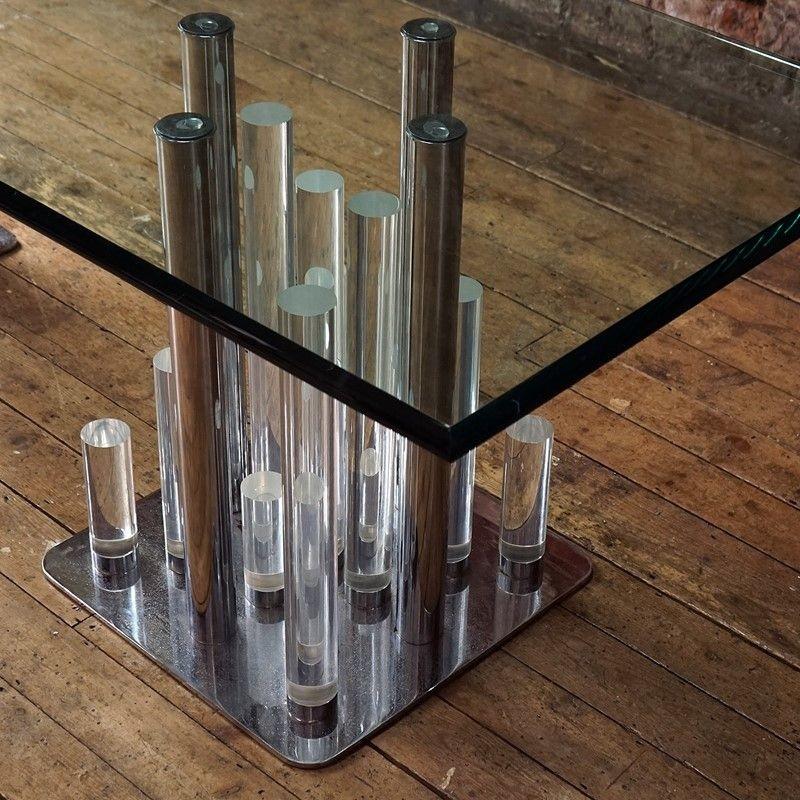 Large Vintage Lucite and Glass 'Skyscraper' Dining Table by Charles Hollis Jones 3
