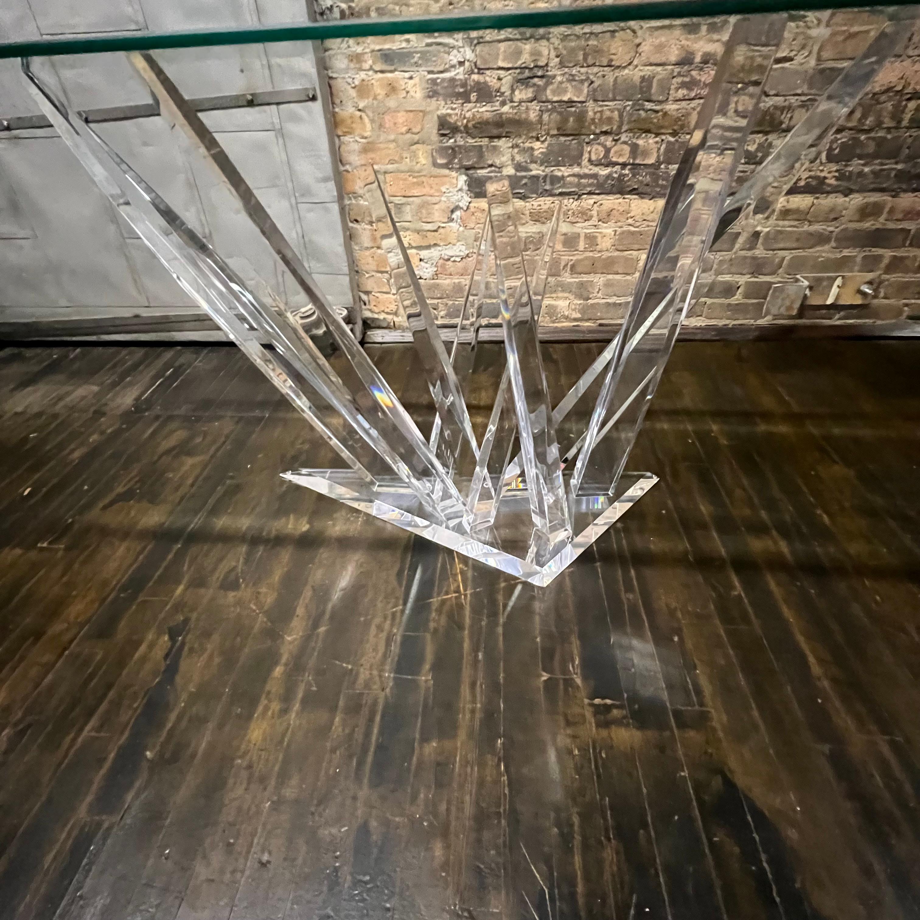 American Lucite and Glass Stalagmite Console Table For Sale