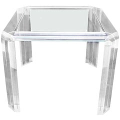 Lucite and Glass Top Square Dining Game Table Mid-Century Modern