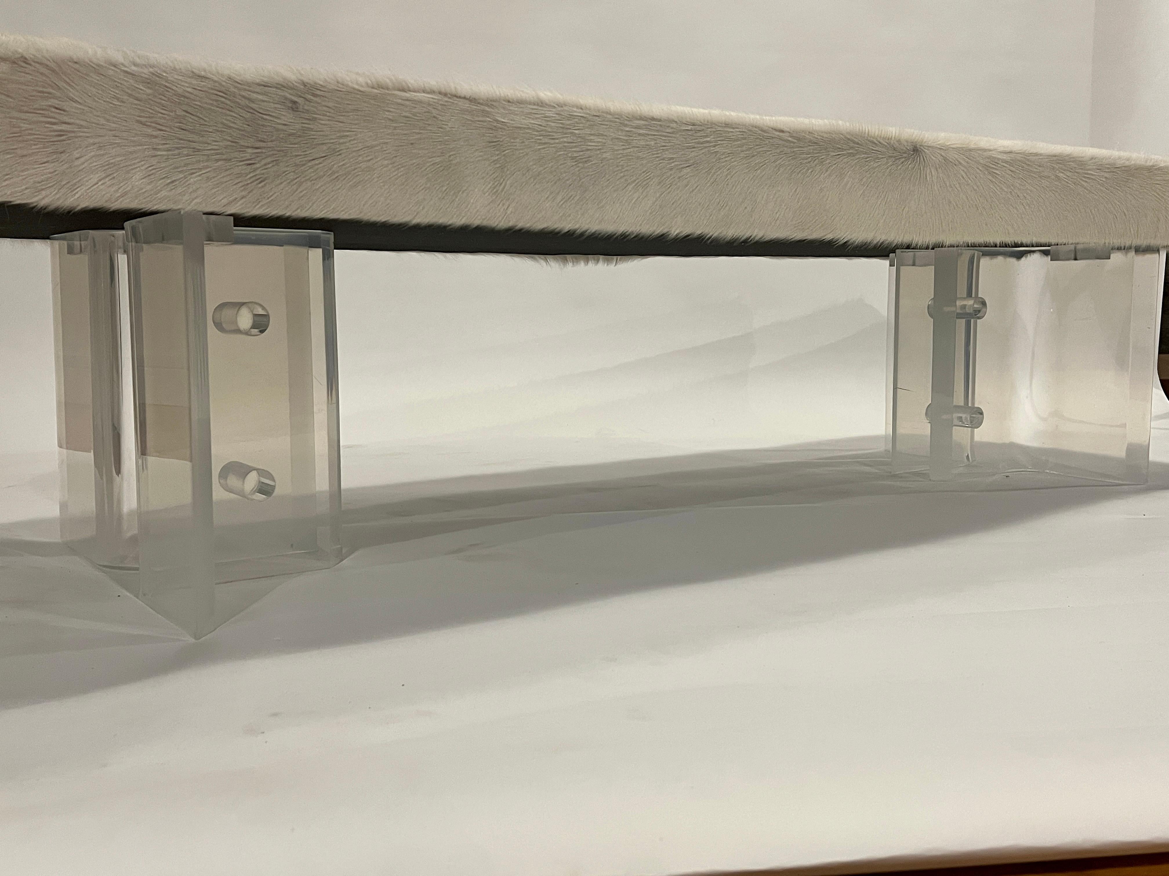 Lucite and Hide Long Bench 1