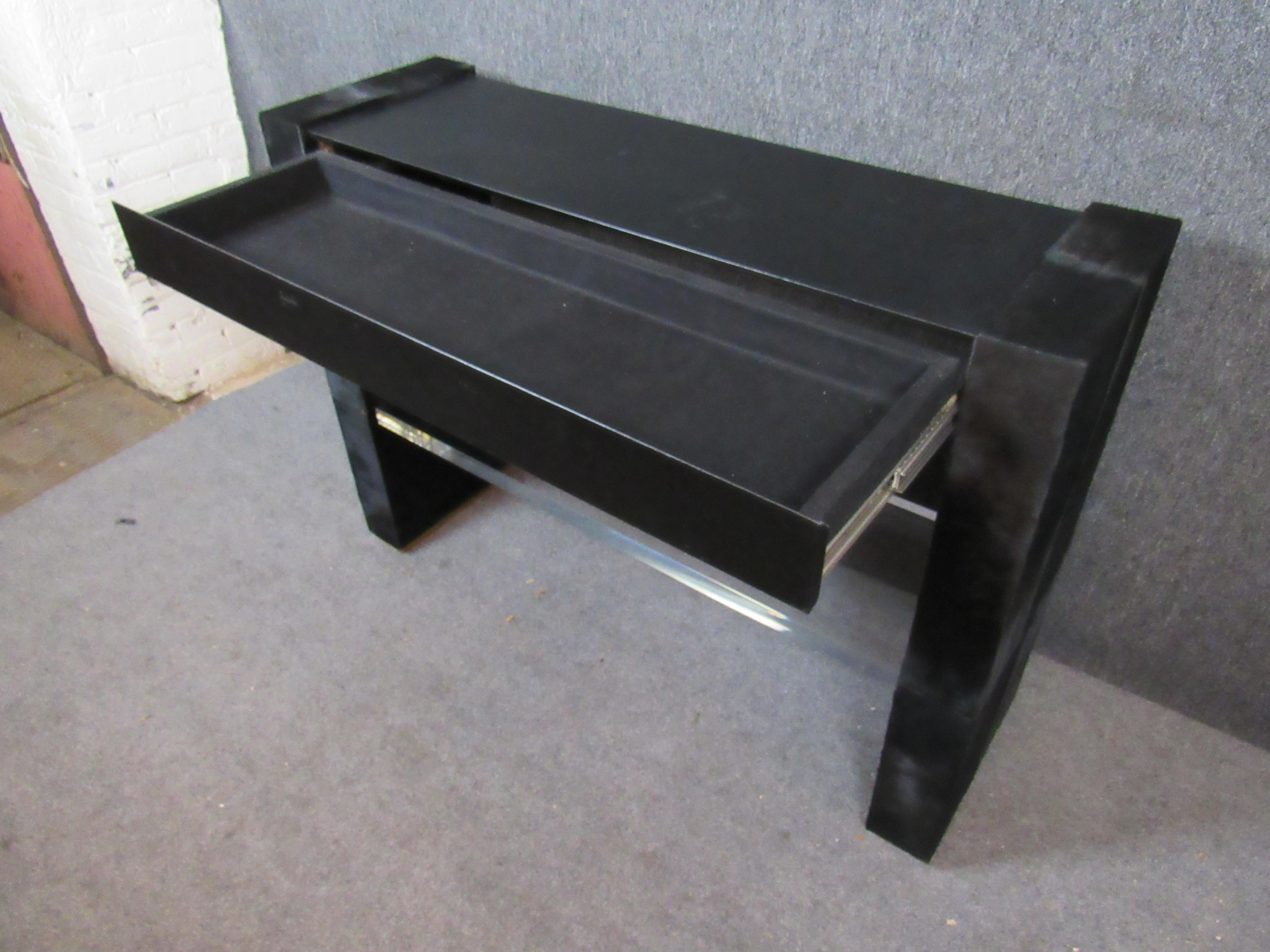 20th Century Lucite and Horsehide Console Desk For Sale